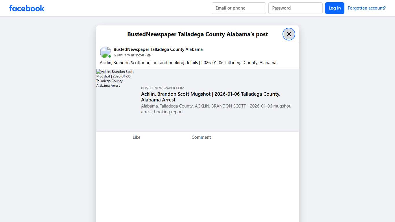 Acklin, Brandon... - BustedNewspaper Talladega County Alabama Facebook